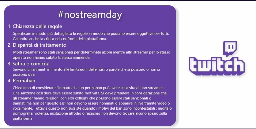 e_russo1993's tweet photo. #nostreamday #twitch #twitchitalia
Per il rispetto di chi lavora, mette passione e impegno (oltre che soldi) in progetti in cui crede, per crescere e far crescere la piattaforma.
No duties without rights. https://t.co/M8SDrbT0i4