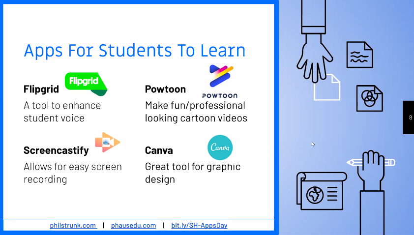 Goals of leading  #AppsDays: Building a familiarity with a FEW tools that will set students up for success to show what they know! Choosing tools that will be used throughout the year (AND most importantly get to know students). Start with familiar content (goal setting)  #vste20