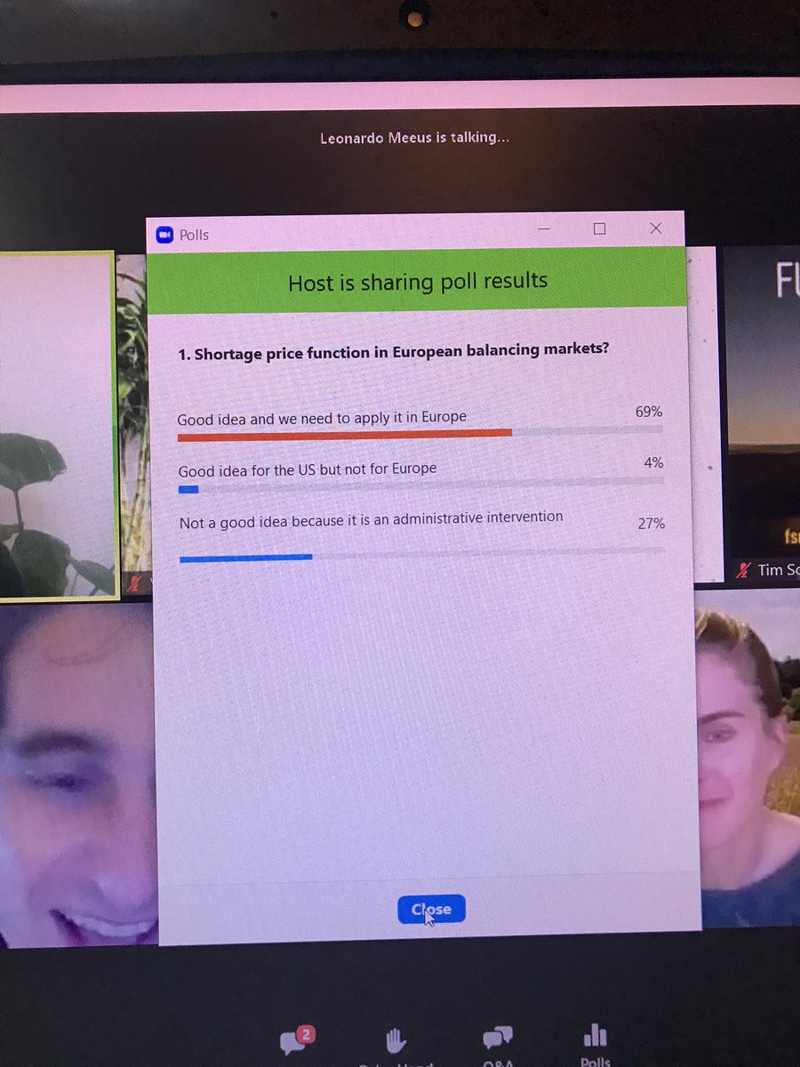 JMGlachant's tweet photo. 3/ First poll at @FSR_Energy Insights today
#EEME #FSRInsights

Would it be a good idea to price the 
‘Value of shortage’ in EU balancing markets?

YES 69%
NO 27%
YES, but only in US 4% https://t.co/6M5CtZS6U0