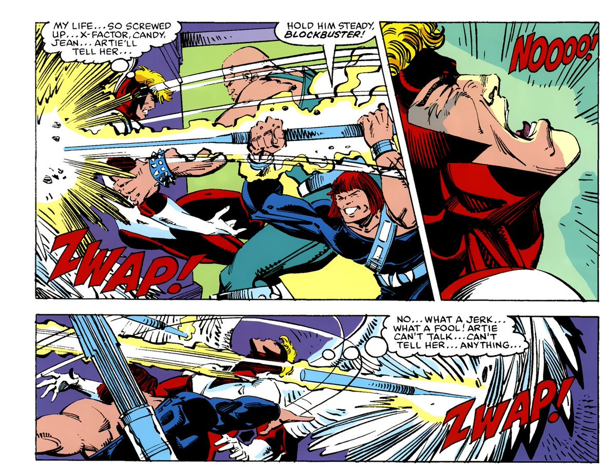 Nonetheless, he acts strategically (and heroically), deciding to sever Warren’s wings in order to protect them both. Though noble, that choice has symbolic significance to Warren’s story as his fall from grace began quite specifically with the loss of his wings. 5/10