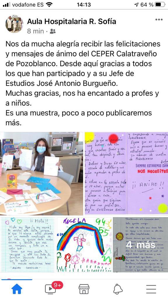 calatraveno's tweet photo. Los adultos tienden puentes con nuestros peques ingresados en El Hospital Reina Sofía con motivo del día del niño. Porque los mayores, además de aprender, ENSEÑAN. @ceppenarroya @epermanente @saradelgadol @OrdenacionDTCor @EdPermaCOR @EducaAnd @ElQuincenal https://t.co/v2ORqRLpEx
