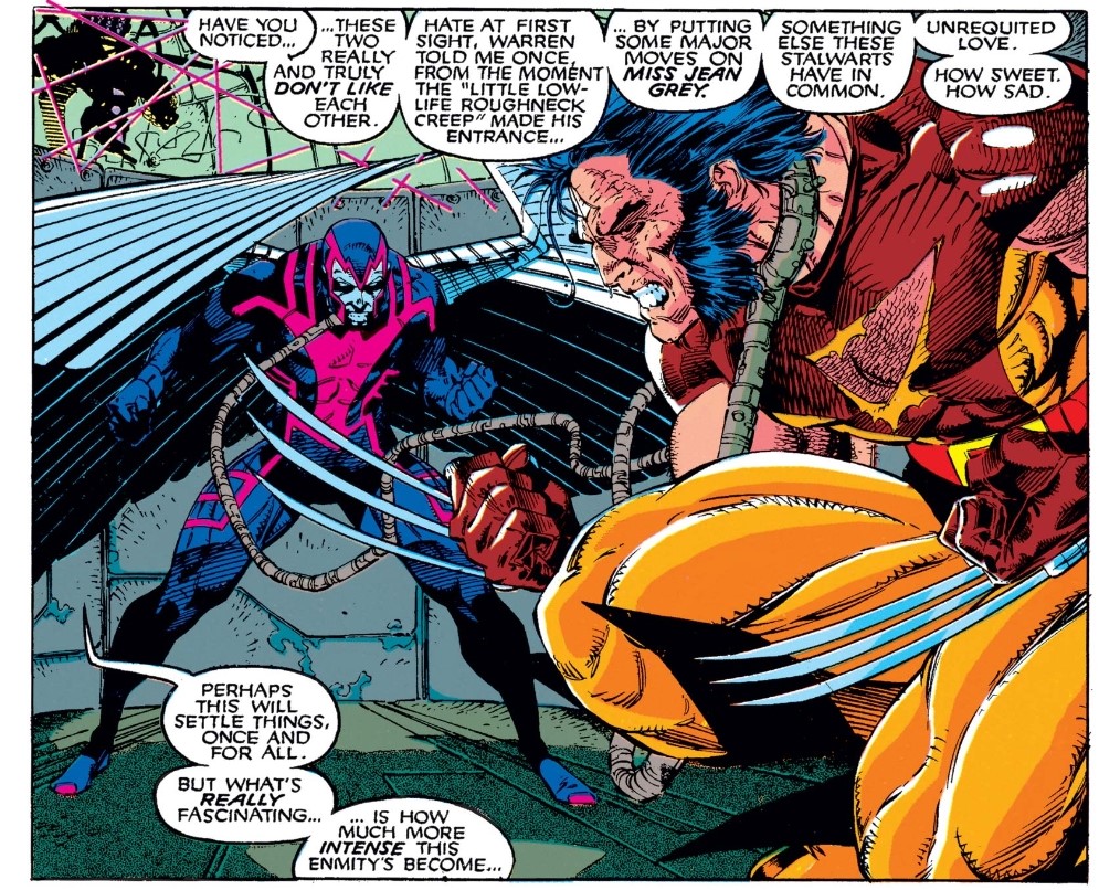 In the second clash between Wolverine and Archangel, Claremont uses the chaotic backdrop of the X-Tinction Agenda event to reiterate longstanding character disputes and dynamics, turning a simple gladiatorial contest into an enriching character study.  #xmen 1/10