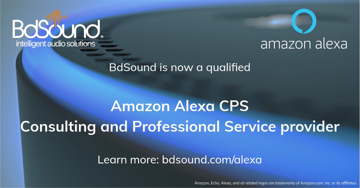 Good news for companies aiming to integrate #Alexa within their products! Now #BdSound is a qualified #Amazon #Alexa Consulting and Professional Service provider. Visit bdsound.com/alexa for more.