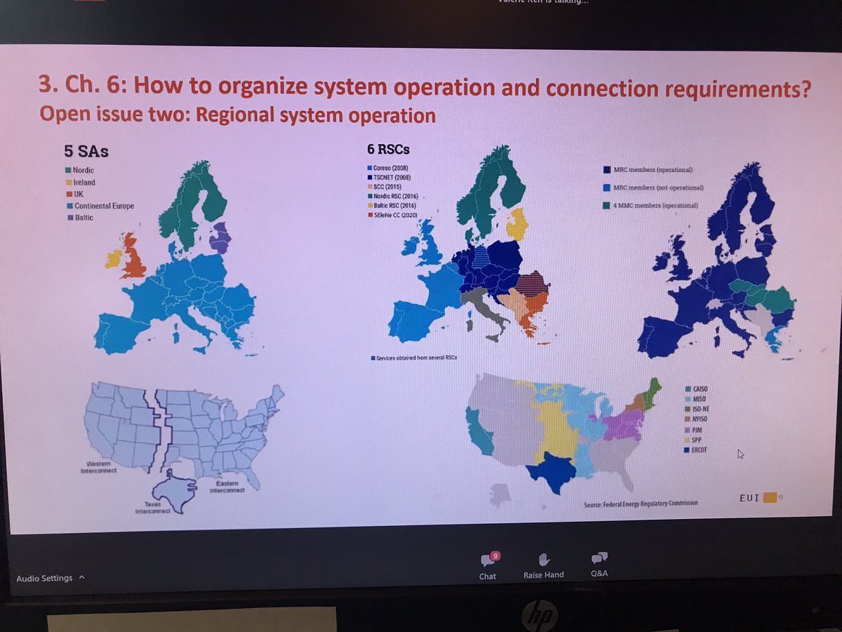 JMGlachant's tweet photo. 6/
Valerie @v_reif contrasts regional system operation of TSOs in the EU and in the US (Chap.6 of our #EEME book) https://t.co/hVJFqYui8y