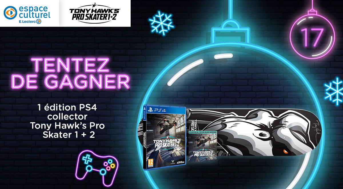 Leclerc_JV's tweet photo. Jour 17 🎁

Replongez dans les jeux de skate les plus emblématiques jamais réalisés avec cette édition collector Tony hawk's Pro Skater !

Pour remporter le lot, RT + follow @Leclerc_JV et tweetez avec #ELeclercCalendrierDeLAvent

Règlement ▶️ https://t.co/QjAGKEDStJ
#Concours https://t.co/ycRfCzAoc5