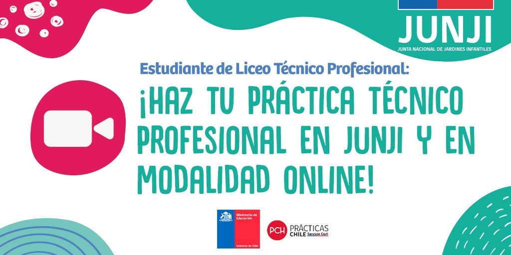 JUNJI_Nuble's tweet photo. 📣 Somos parte de @PracticasChile y queremos sumar #TalentoJoven a nuestro equipo. Realiza tu práctica de Técnica/o en Educación Parvularia en modalidad online y aprende en compañía de un gran equipo. Ingresa aquí https://t.co/w8SJhXCtS8   y entérate de los detalles 📲👏 https://t.co/victBNdi9I