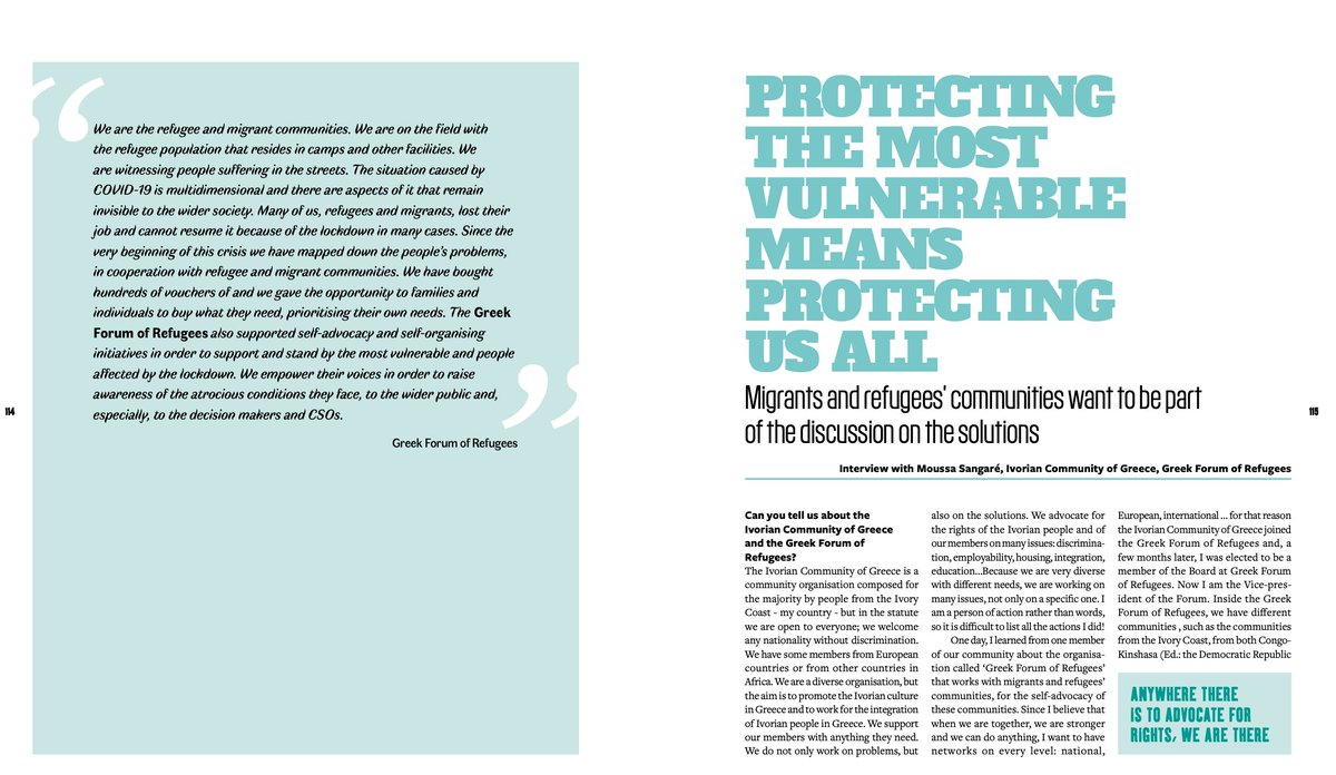 5. Dominika Spyratou ( @Solidarity_Now) writes that  #COVID19 is the 3° crisis of  in the last 12 years & the govt used to crackdown on  #soldarity. But  @MoussaSangareGR ( @Refugeegr) says that  #migrants are self-organising to advocate for their rights!