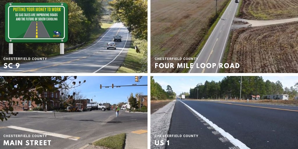 scroads's tweet photo. There is much work to be done, but SC is making #progress on #pavements. Projects to make roads #SmootherandSafer are going on across SC. Check out a few of the recent projects in #ChesterfieldCountySC: https://t.co/v0McTnmoBm