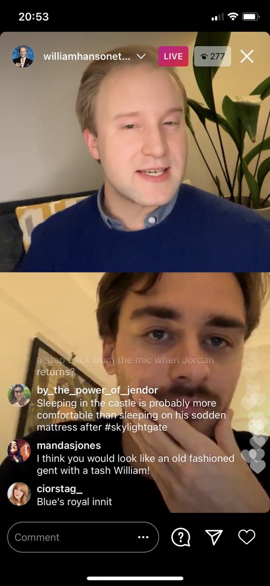 soxandsam's tweet photo. The various faces of @williamhanson &amp; @bajcartwright whilst doing a @sextedmyboss Instagram Live in support of @jordannorth1 #getbehindjordan and yes I screenshot whenever I posted a message! https://t.co/Jq25X7gdi9
