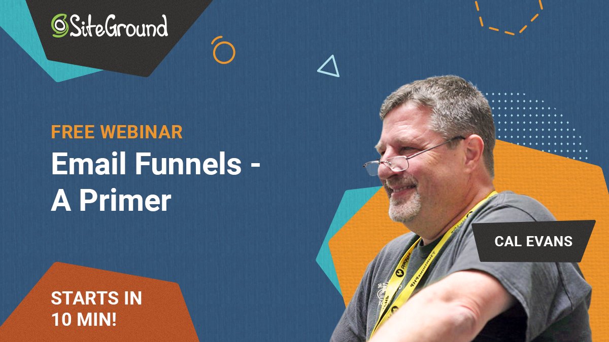 SiteGround's tweet photo. #FreeWebinar🎥 We are going live in just 10 minutes! There’s still time to register and attend our webinar where the host @CalEvans will talk about email funnels. Go to: https://t.co/FvyxOKmC02

#webinars #freewebinar #emails #emailfunnels #emailmarketing https://t.co/KsPJs1tfwW