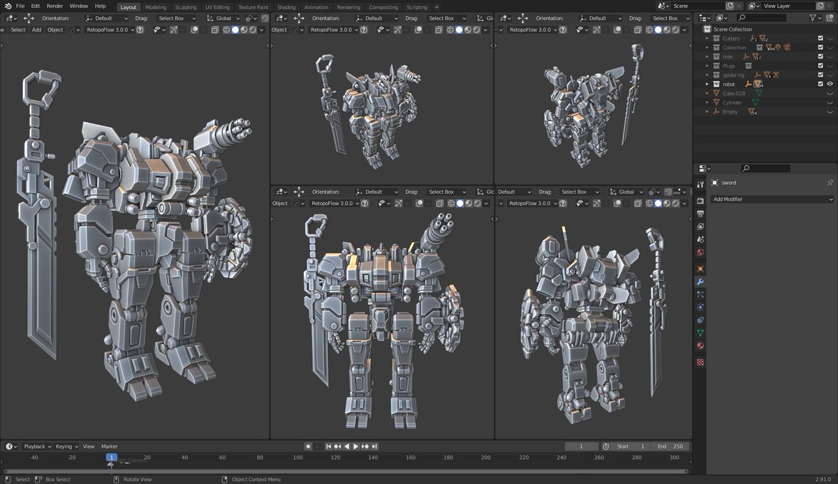 Nookanikun_twt's tweet image. I &amp;lt;3 clean stylized  #Blender3D #gridmodeler #b3d #mecha