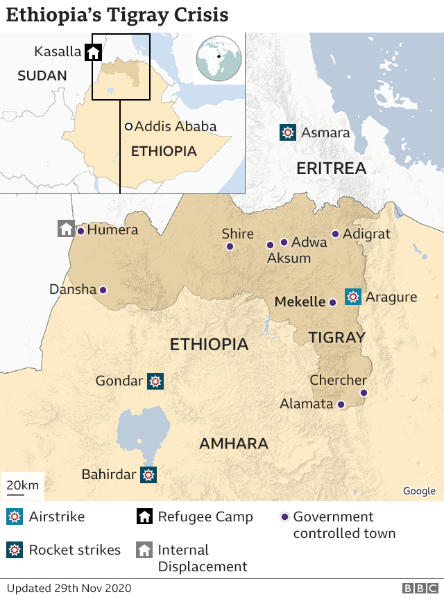 6/8 Ethiopia’s Tigray crisis threatens to reverse economic gains of the last 25 years and destabilise the whole region, as  @AhmedSolHoA explains  https://www.bbc.co.uk/sounds/play/p090j6hw