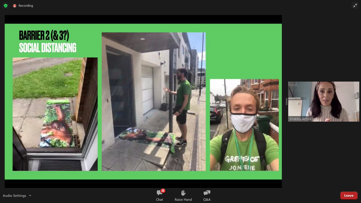 Did neighbourhood door drop here they were going to visit. Included opt out - an orangutan sticker.Safe distance: a conversation starting rolled out orangutan mat!Made sure supporter experience was best it could be. Increased sign-ups after lockdown. @shabbyamini  #IWITOT