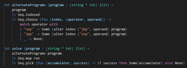 ibebbs's tweet photo. @madSimonJ Couldn't resist. Here it is in F# with tail recursion and immutability. What do you think? https://t.co/D85QcFdxMI