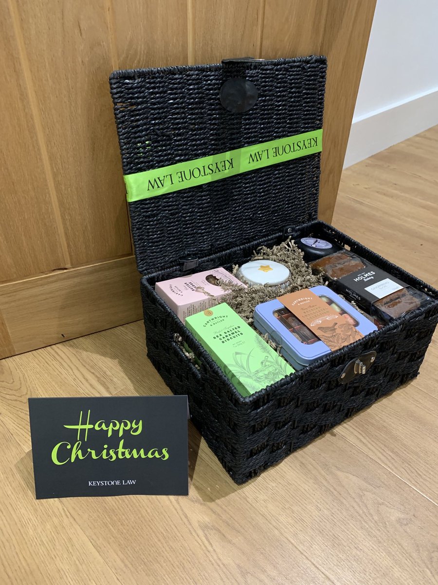 JamesOFlinn's tweet photo. Doorbell rings. Big box arrives. Massive hamper stacked to the rafters from @Keystone_Law for no other reason than it’s Christmas. Absolutely love working at this firm #lawsetfree #law #Christmas #hampers https://t.co/OnPmJDuatZ