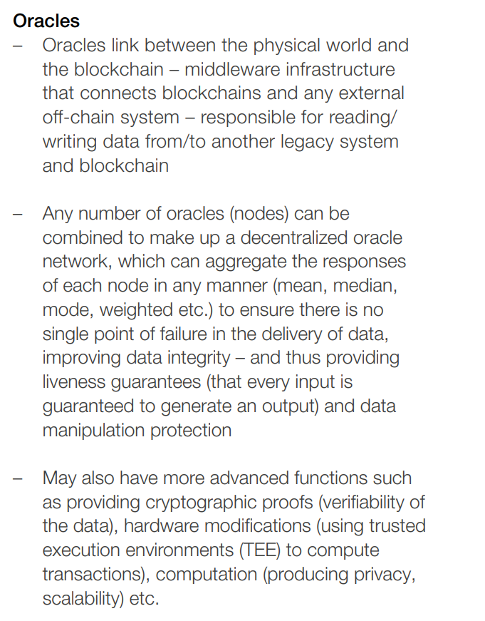 Automated data feeds are fundamentally required for low-cost smart contract based agricultural insurance for developing nationsOracles provide this connection by providing secure middleware between the physical world and the blockchain
