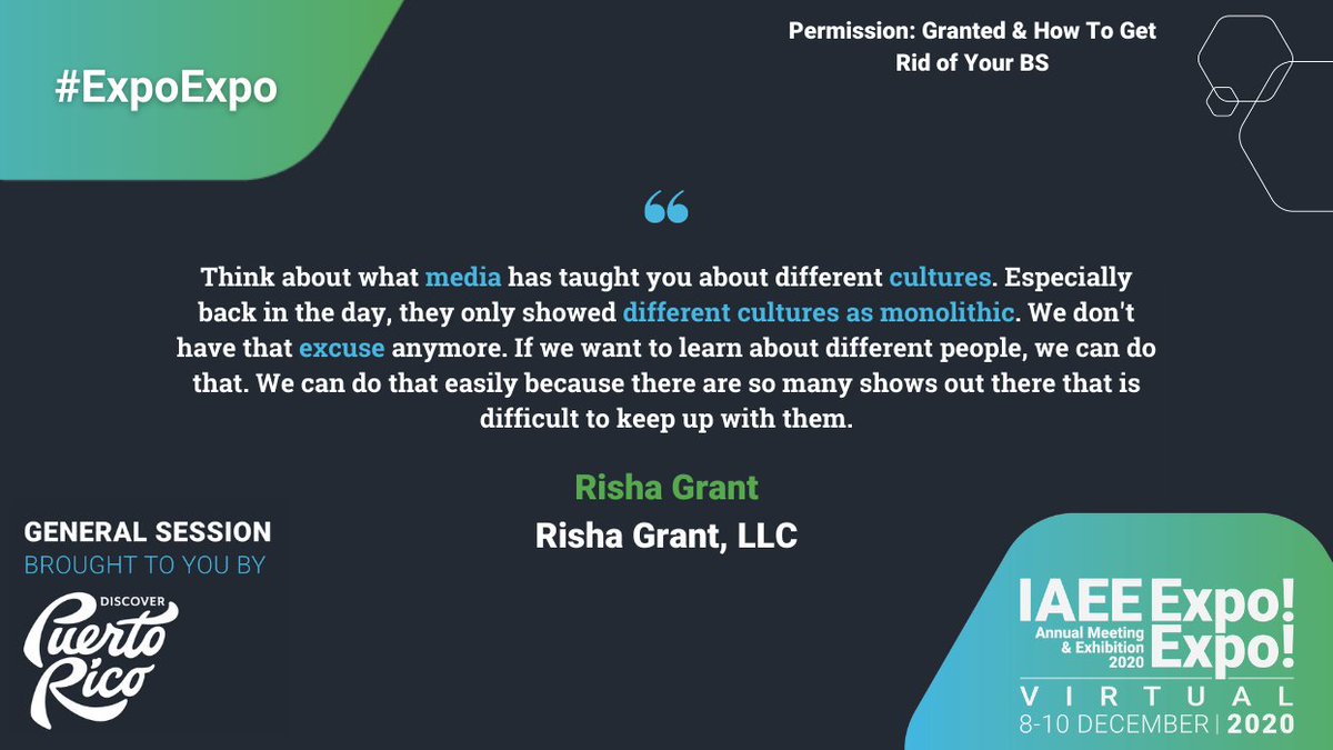 IAEE_HQ's tweet image. Thanks to @RishaGrant for dropping 💎 💎 💎  We have to start the work on ourselves to confront our BS! #ExpoExpo