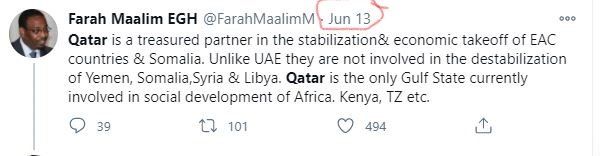 9/12To put this in context, in 2019, he asserted that Qatar is not a trustworthy partner in Somalia. Months later, he recanted his earlier statement & claimed that Qatar's interests in Somalia are a genuine.