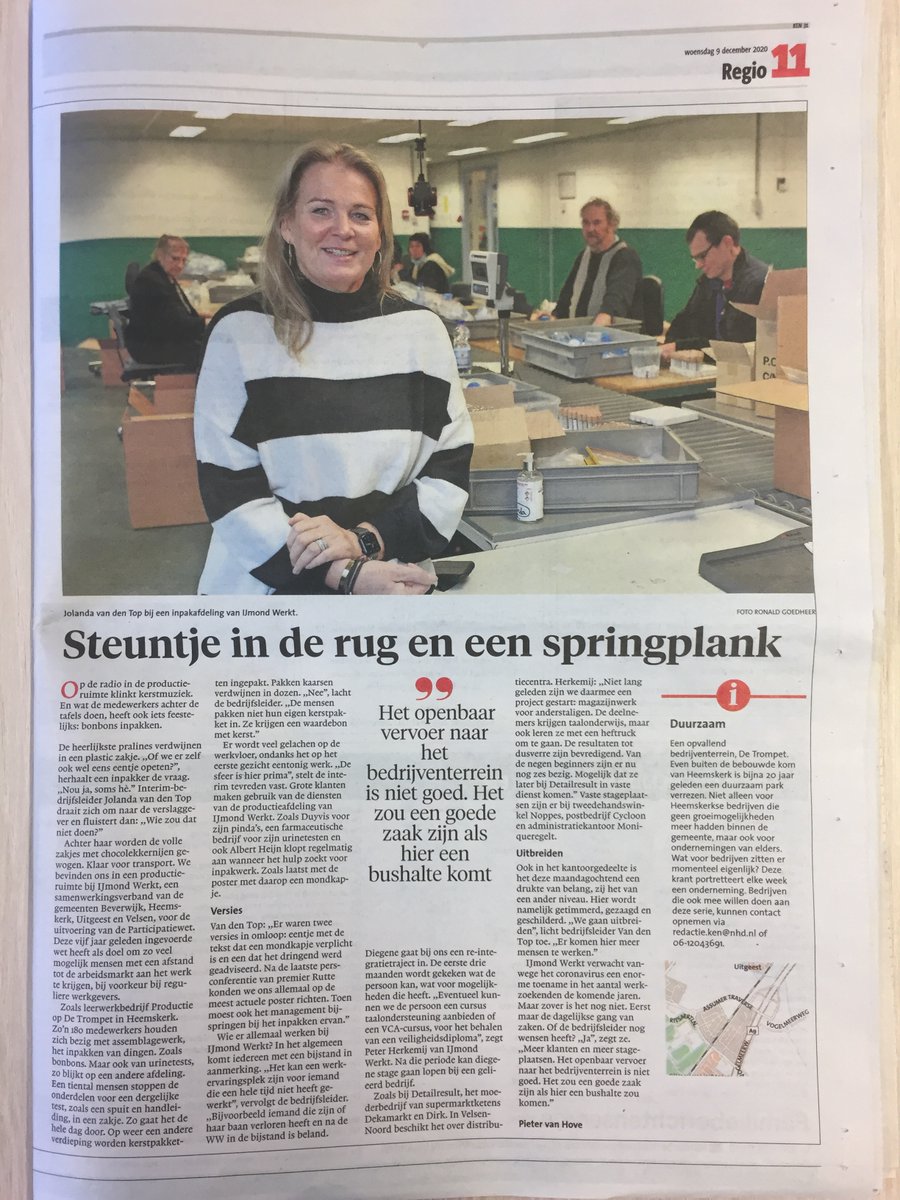 Een uniek kijkje in onze 'keuken'!
Woensdag 9-12 verscheen in Dagblad Kennemerland in de wekelijkse serie “De Trompet laat van zich horen” een mooi portret over onze locatie op de Trompet!
bit.ly/3m0ajCh