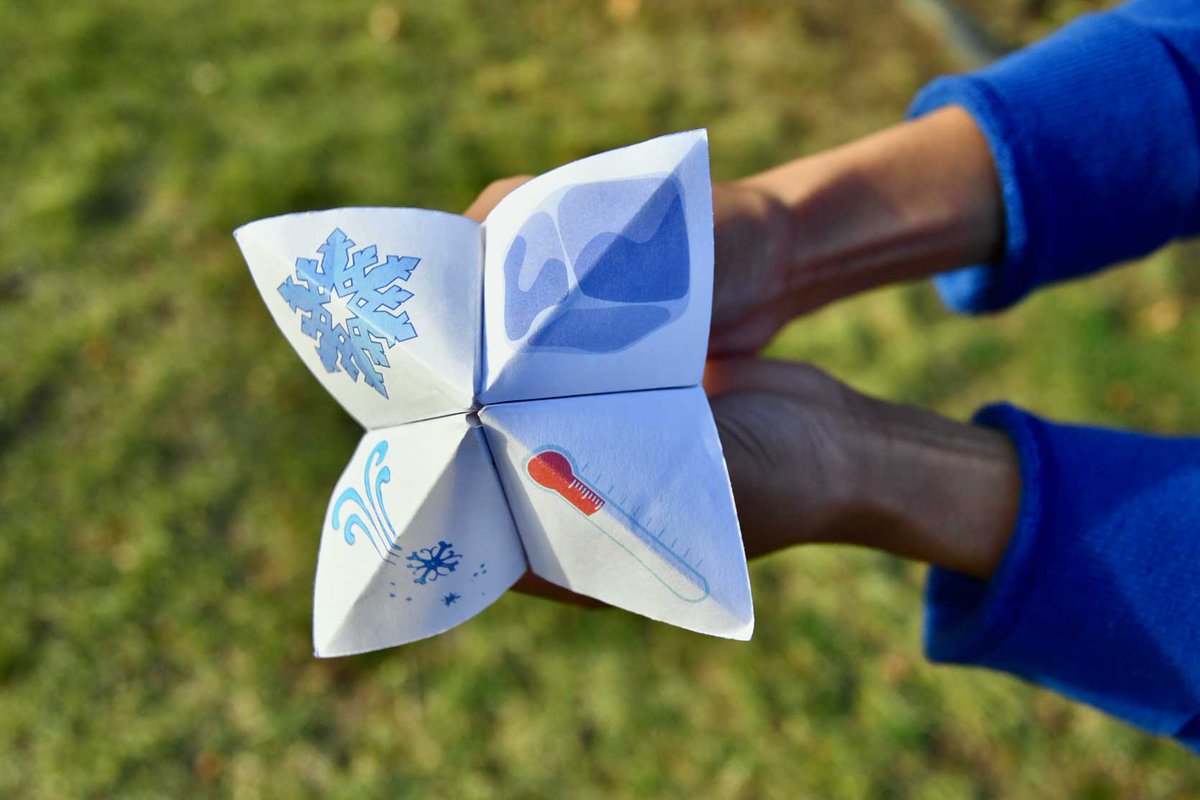 OntScienceCtr's tweet image. Embrace the cold with winter science! Make an origami finger game that reveals snowy science facts--from the coldest temperature to the biggest snowfall. ❄️ Get the instructions for foldable family fun 👉 bit.ly/3mVGwvA