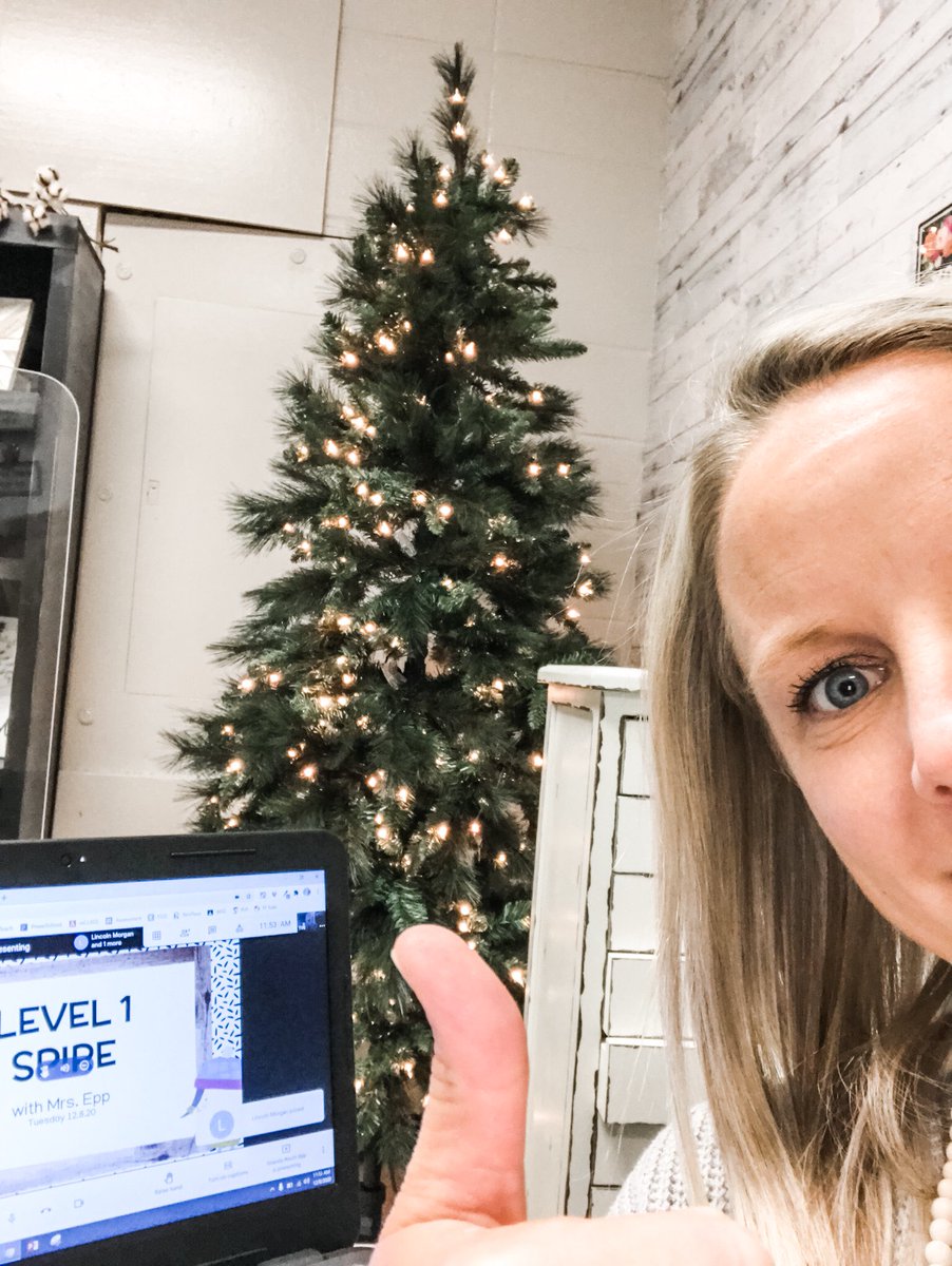 yoeyepp's tweet photo. Forgot to post yesterday!  Intervention doesn’t stop for Covid. In person and virtual groups are a go!  Love my little spot, kids, and tree this time of year.  #writingourstory #mcss @HarvestElem https://t.co/mr5RRhj1oK