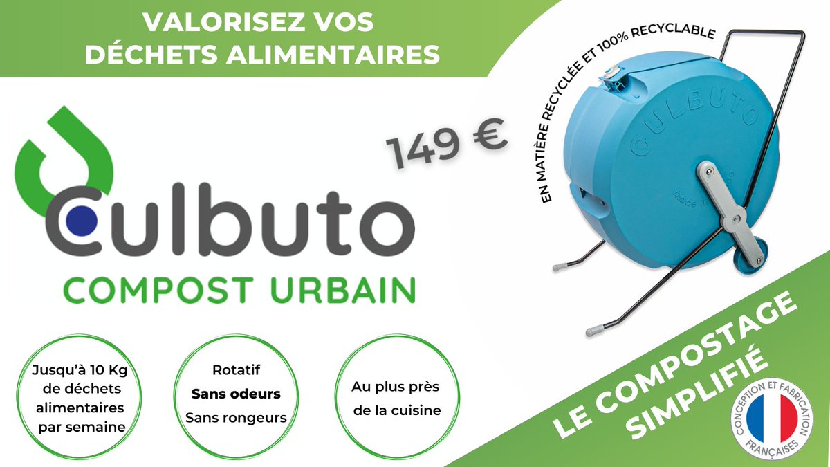 🥳 La boutique est ouverte ! 
Retrouvez dès maintenant le Culbuto 50 en vente sur notre boutique en ligne👇
formacompost.fr/produit/culbut…
Facilitez-vous la vie avec le compostage en un tour de main!
Valorisez vos #déchets, un grand pas pour l'#environnement 🌿