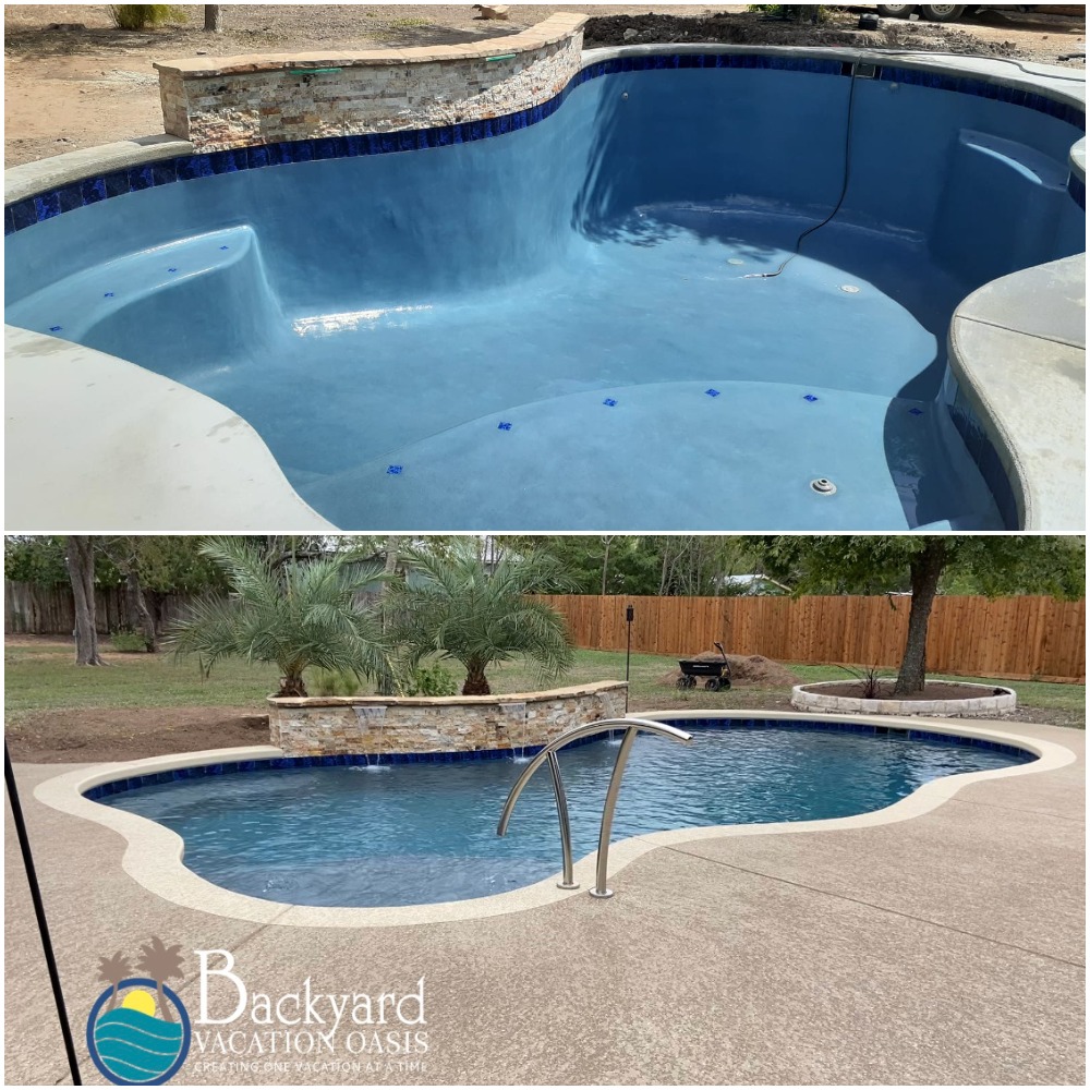 _vacationoasis_'s tweet photo. Check out these before and after pics! #oasis #backyard #swim #pool https://t.co/y5jMnPcCD5