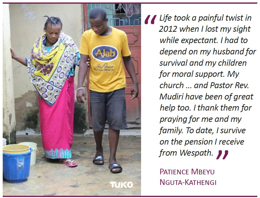 Wespath's tweet photo. First she lost her vision. Then she lost her husband. However, a #UMC pastor from Kenya has persevered with help from Central Conference Pensions (CCP). "To date, I survive on the pension I receive from Wespath," she said. Read Patience's story here: https://t.co/NcRprcKZCZ https://t.co/yVqz3CAPZm