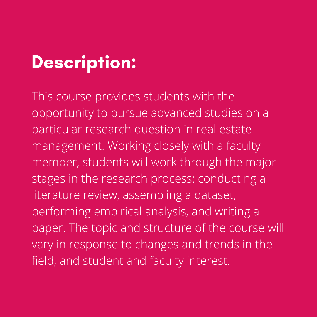 remtorontomet's tweet photo. REM 805 - Real Estate Management Research Project provides students with the opportunity to pursue advanced studies on a particular research question in real estate management.

For more information, visit https://t.co/GOnrtPjL0e. https://t.co/MFhpisCV30