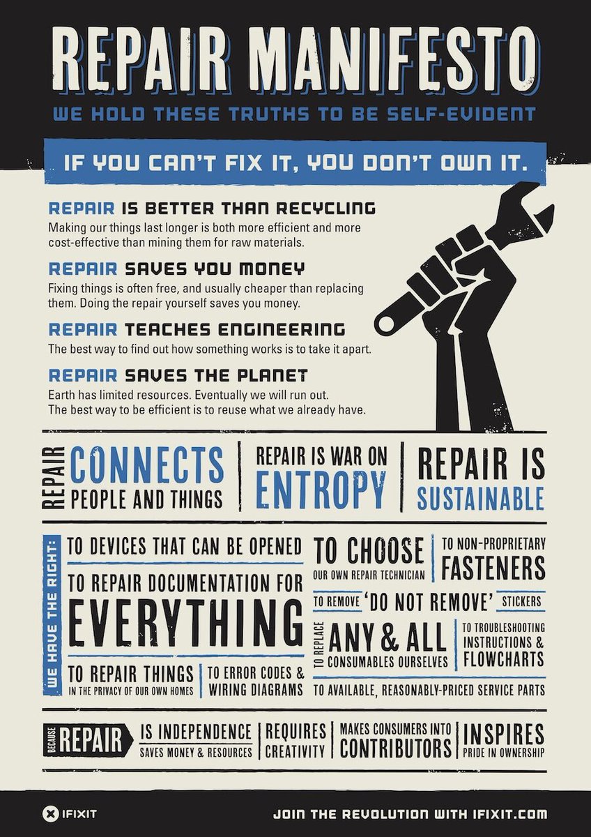 gboyenautics's tweet photo. This is how the maker community @iFixit is challenging planned obsolescence & the culture of consumerism through the ethos of right to repair. #IFixIt Lets make #CircularEconomy a community-driven civic endeavour to mainstream the transition to circularity @UNSSC #CE2020 #SDGs https://t.co/IEXqb2DvkH