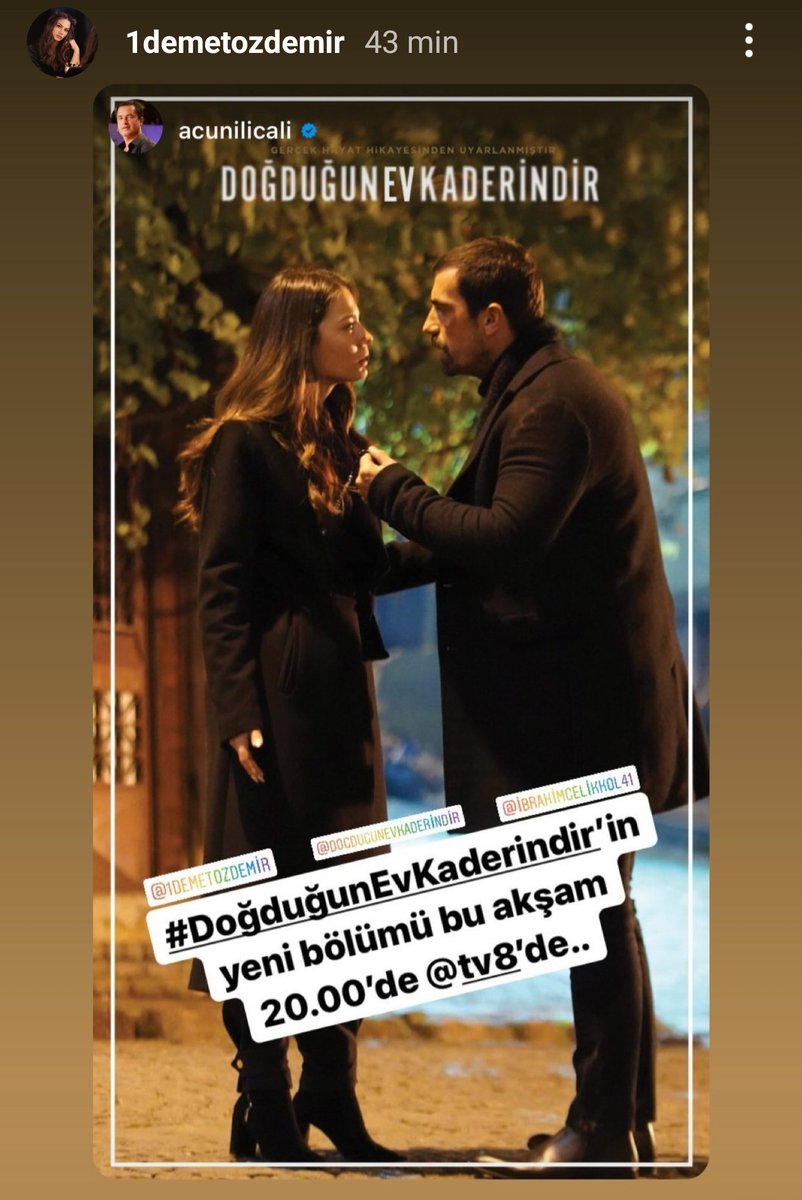 CanSanem_EK's tweet photo. #DoğduğunEvKaderindir ' in yeni bölümü bu akşam 20.00 'de @tv8 

#DemetÖzdemir  #İbrahimÇelikkol https://t.co/pjCmWxlj8K