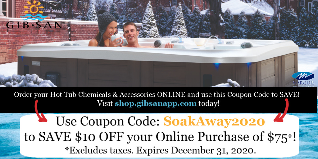 'Tis the season to jump in your Hot Tub!!!  Make sure your water is clean &amp; healthy for the holidays!  Visit shop.gibsanapp.com for all of your chemicals and accessories ~ Curbside &amp; Delivery Options Available.
#couponcode #hottub #SoakAway2020