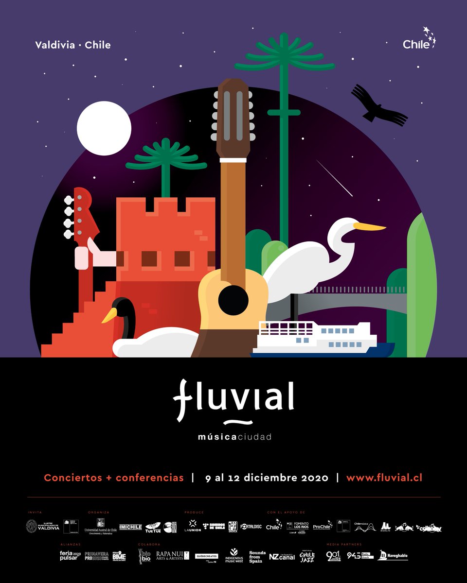ChileCreativos's tweet photo. ¡HOY COMIENZA #Fluvial2020! 
Te invitamos a disfrutar de 4 jornadas dedicadas al desarrollo de nuestra industria musical, la relación con el medio ambiente y la conexión con las primeras naciones.
Revisa el programa en https://t.co/9PvuuLBQkV.
Súmate en https://t.co/J7TkpCkJki https://t.co/HN5rzz3PiF