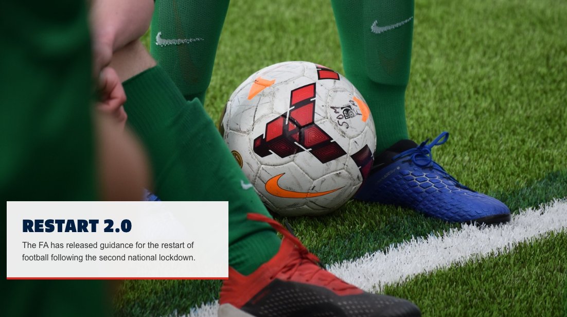 The FA and DCMS have released the guidance which must be followed upon the resumption of football from December 2 ⚽️

Read and download the full guidance on our website 📲 💻

🔗 buff.ly/33xbuma