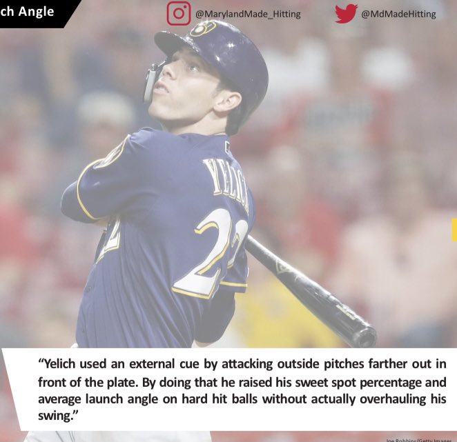One of the most controversial cues out there. I used to be a see it deep guy, but I found over time it forces most guys to push the ball. Having them focus on attacking the  out in front can actually clean up posture on all pitches & put them in a better position to do damage.