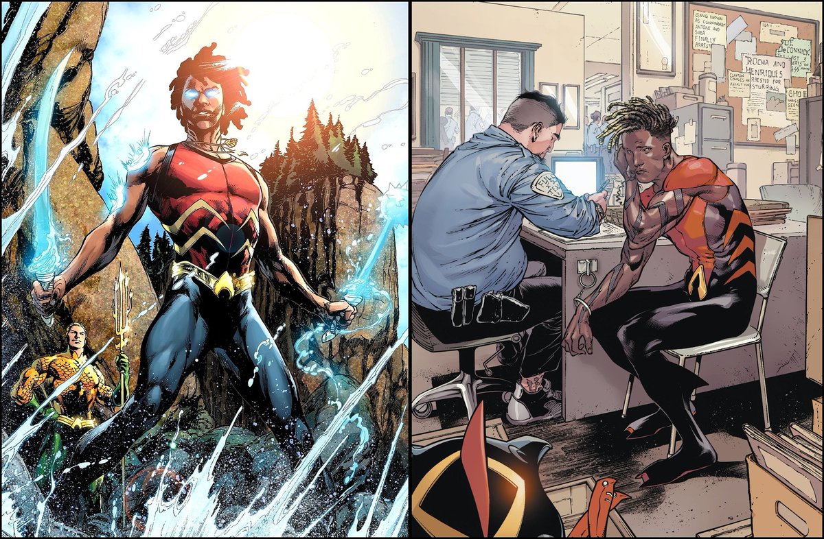 Aqualad, finally! 10 years had passed since Jackson Hyde made his comic book debut in Brightest Day but was then promptly removed from continuity due to Flashpoint. He resurfaced in DC Universe: Rebirth #1 but was completely absent from Dan Abnett's long, protracted AQUAMAN run.