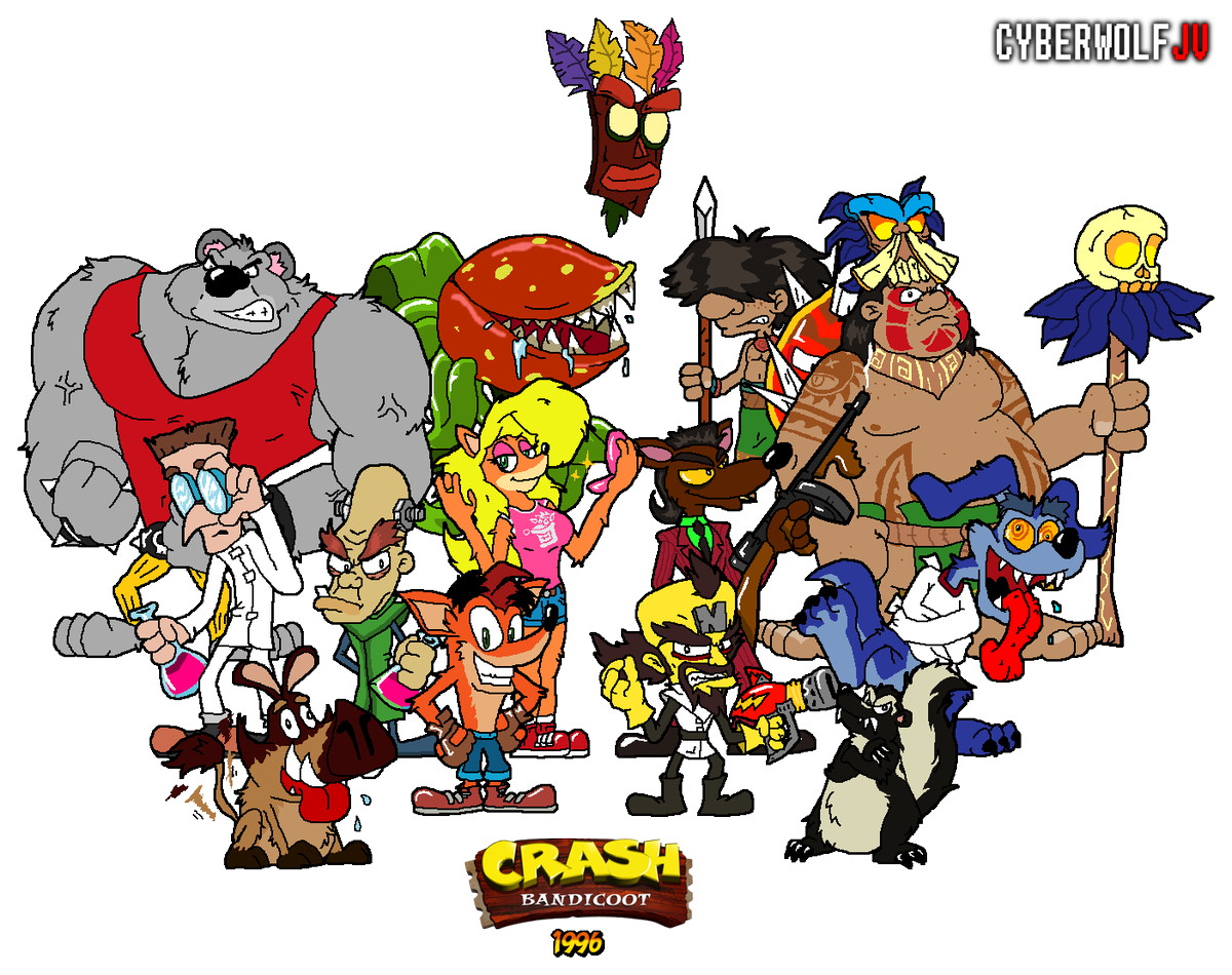Cyberwolfjv Having A Complete Cast Of Character For A Game In The Series Within Projectnsanelegacy We Celebrate With A Group Picture Here S The Crew Of Crash Bandicoot 1996 Crashbandicoot クラッシュ バンディクー