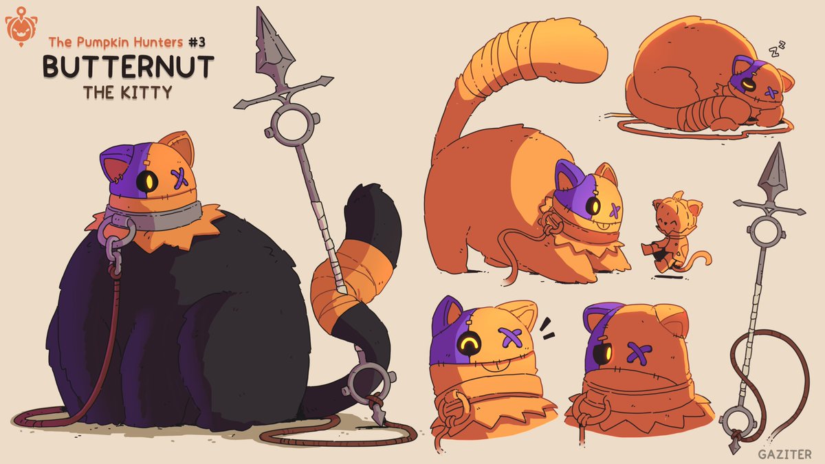 Gaziter's tweet photo. THE PUMPKIN HUNTERS 🎃🗡️
a character design project I did for an imaginary show/comic/game ~ 
(which I only got around to finish now...) https://t.co/Zbei05SCLW