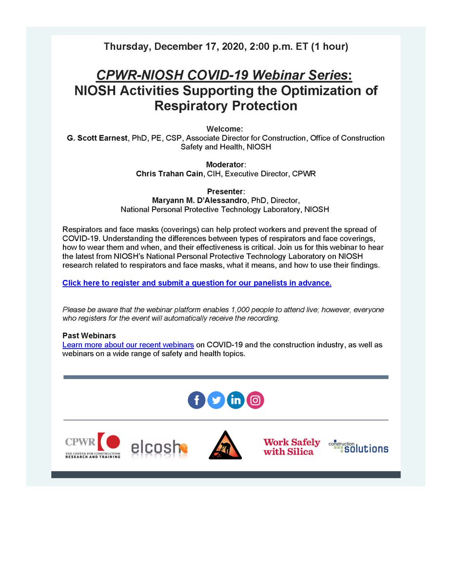OPCMIATraining's tweet photo. Please see the notice and related announcements from CPWR regarding upcoming webinars. https://t.co/IZ5bBGn4q5