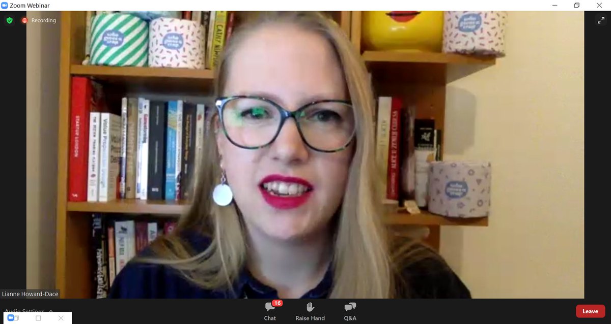 Now  @LianneHD on Who Gives A Crap the social enterprise making sustainable loo rolls, pictured behind her, and the amazing email journey they put her on earlier this year!Made potentially boring comms (eg receipt, shipping status) fun!Also have a subscription model! #IWITOT