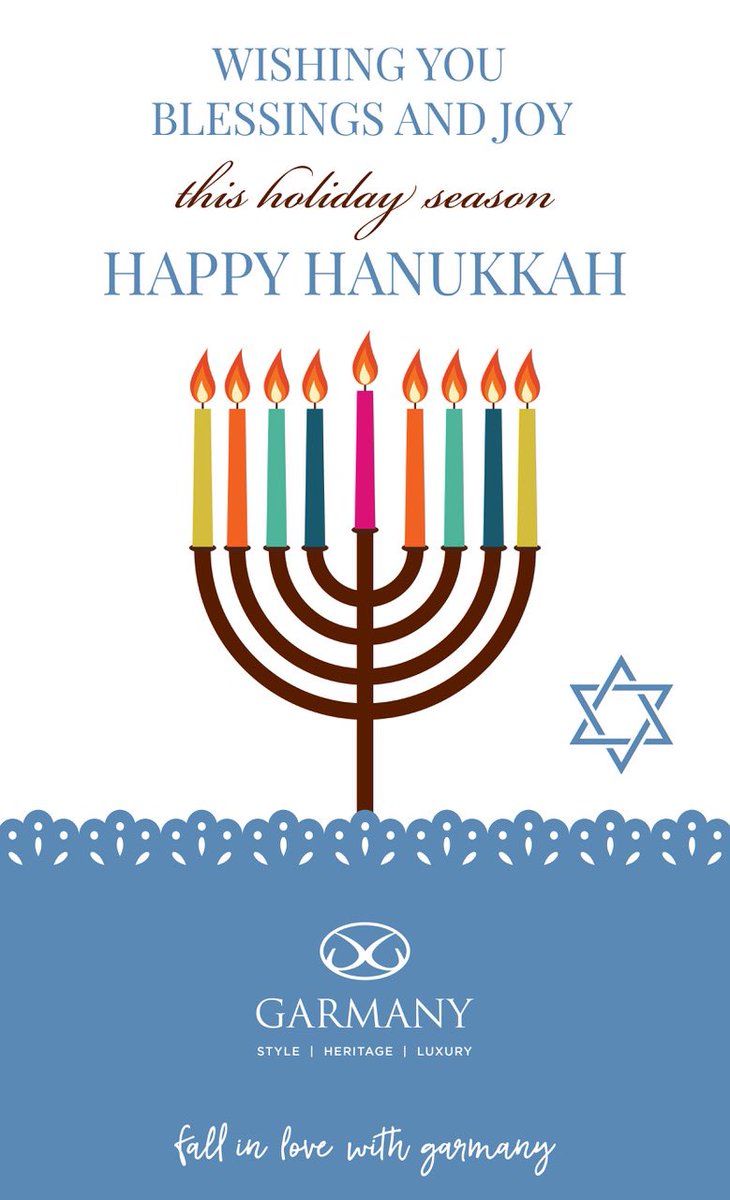 GARMANY's tweet photo. Wishing all of our friends a Happy Hanukkah 🕎 https://t.co/EOJOFIgqlQ
