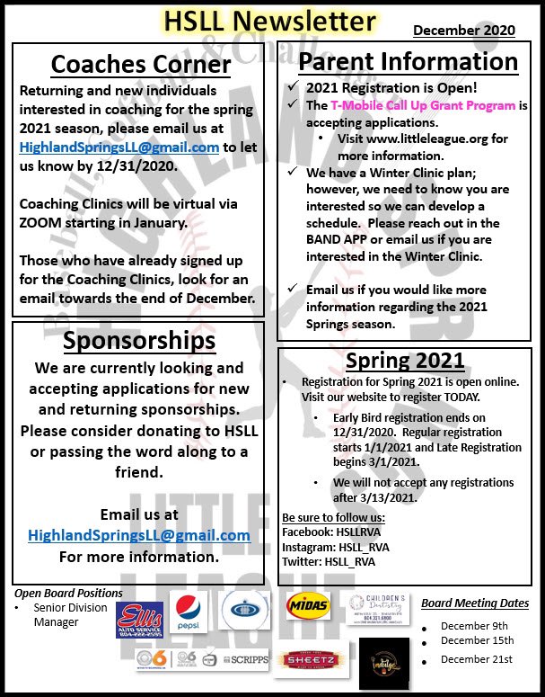 HSLL_RVA's tweet photo. Check out our December 2020 Newsletter https://t.co/BbtZhYzH0R