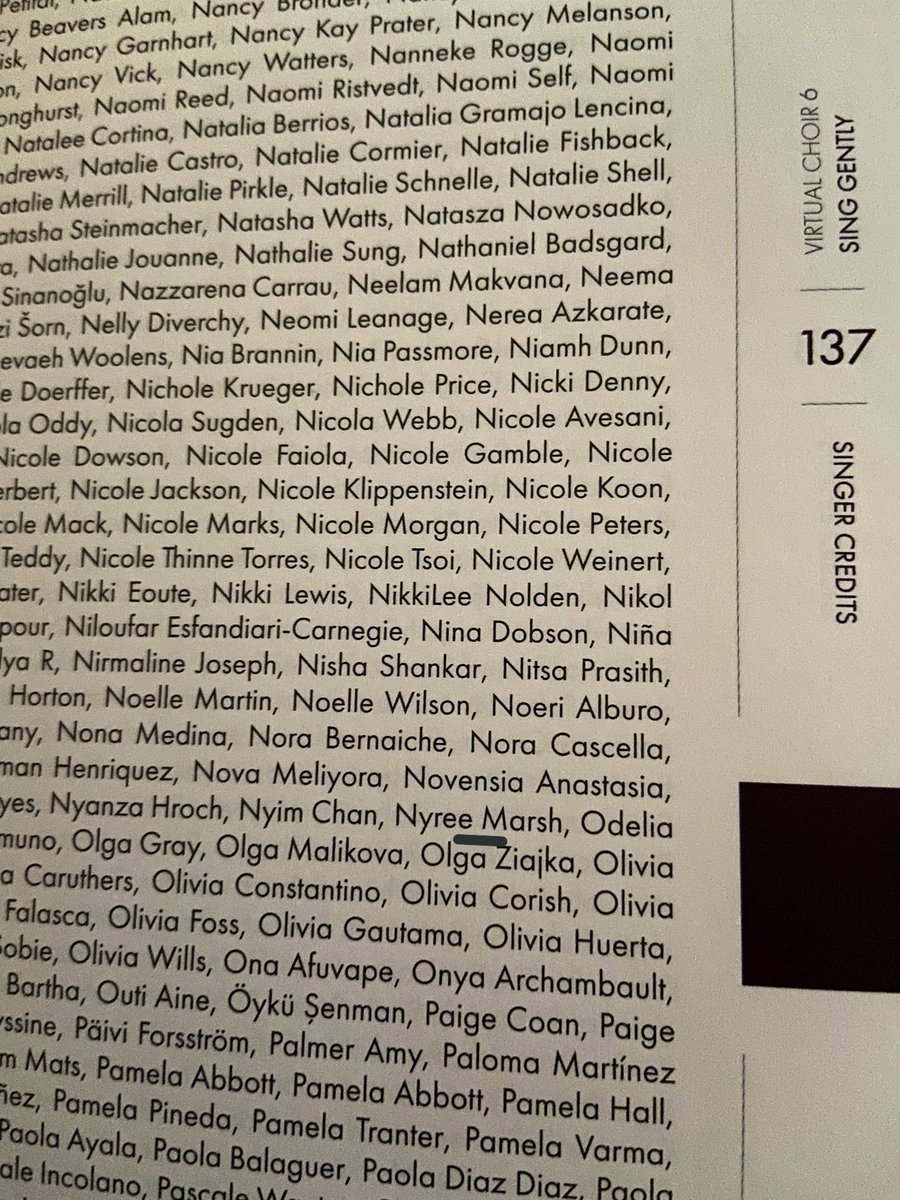 Nyree_Marsh's tweet photo. Completely forgot I had ordered this a few weeks ago, which has just arrived. I bought this as a wee keepsake from taking part in @EricWhitacre ‘s #VC6 during the summer. Such a beautiful book and I can’t believe my name is in it too! 🎶🥺😯 
Merry Christmas to me 🥰🎁✨ https://t.co/E9eSeYaucI