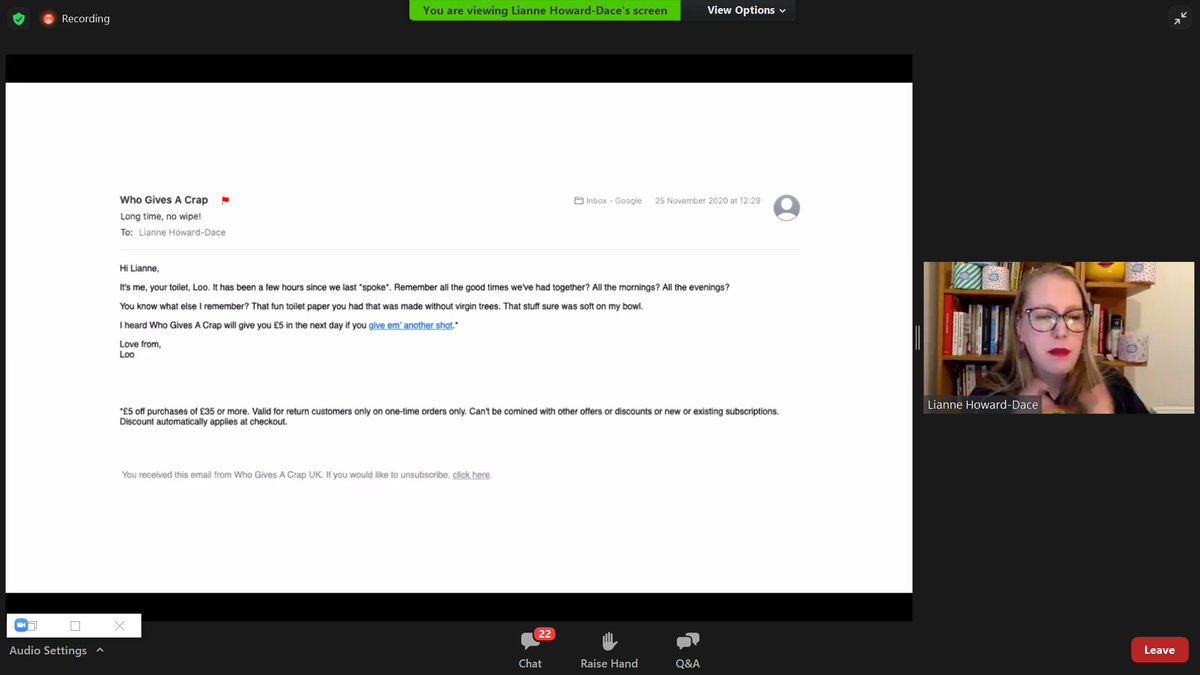 So much we can learn from a supporter experience perspective. See the PS.Housemate ordered in between.  @LianneHD got to receive their lapsed communication, including an email from her toilet!Fun, attention to detail. #IWITOT