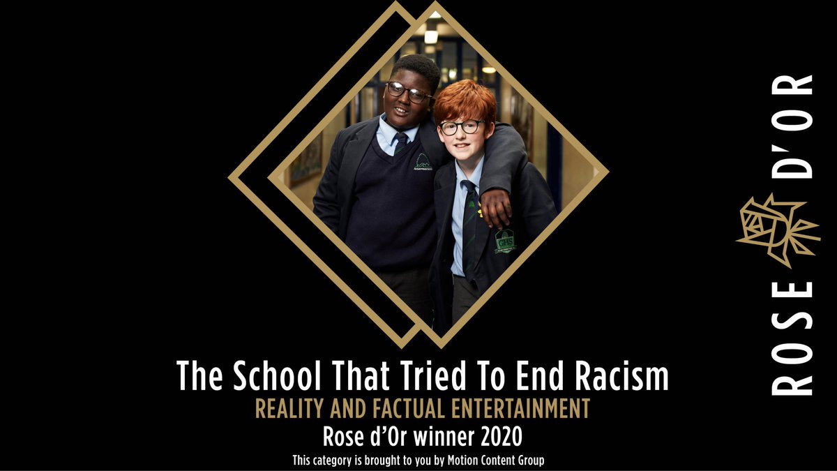 RosedOr's tweet image. Congratulations to The School That Tried to End Racism - winner of the Rose d’Or Award for Reality and Factual Entertainment!
Proper Content/ @banijaygroup / @Channel4 

This category is brought to you by @motion_content 

#RosedOrAwards #TheSchoolThatTriedToEndRacism