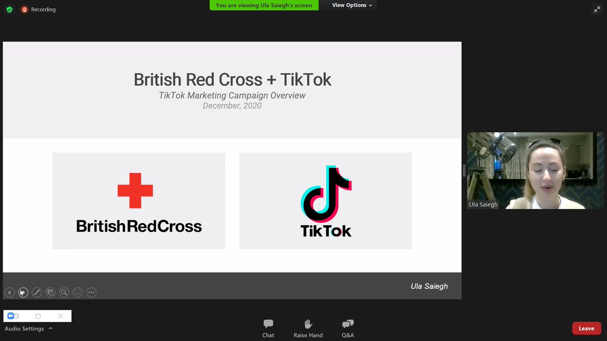 Now at  #IWITOT it's Ula Saiegh on British Red Cross's TikTok work which in a year has built up to 400k followers, outstripping its Twitter and Facebook following!They really get the platform. Built a community of followers making relevant timely topical content.
