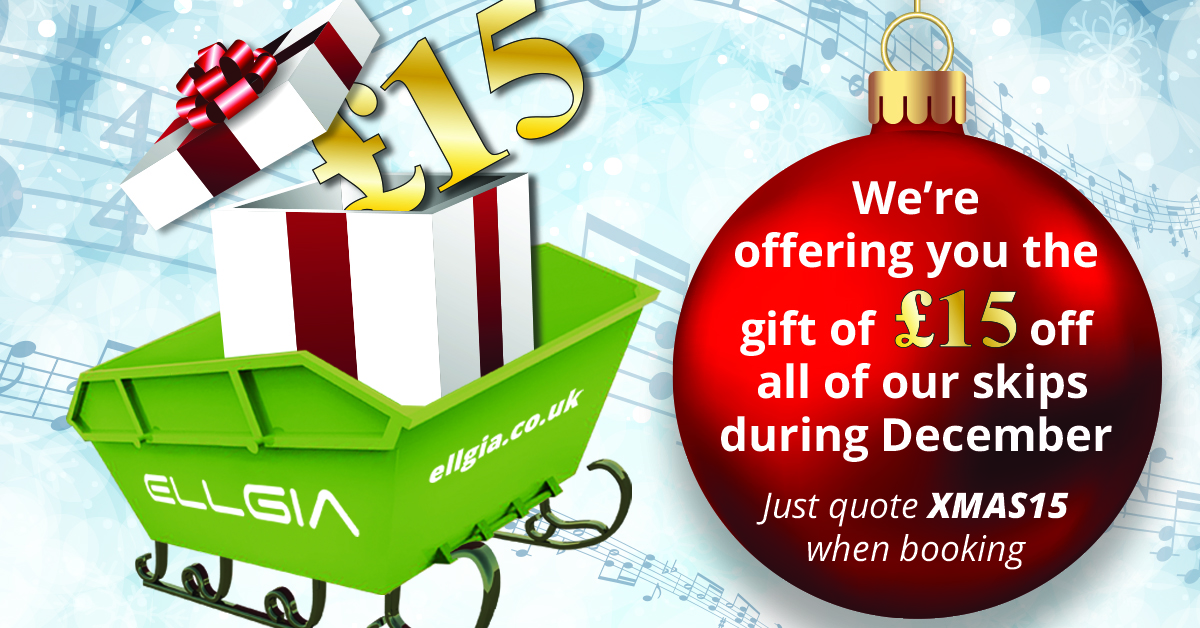 Here at Ellgia we have sleighed our prices this festive season. We are offering you the gift of £15 off all our skips during December. Just quote XMAS15 when booking.
ellgia.co.uk
#Skiphire #waste #recycle