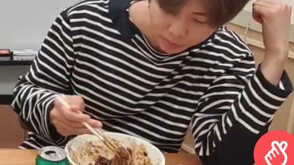 when he's eating he likes to put his left arm up on the table and use his right hand only. don't ask me why