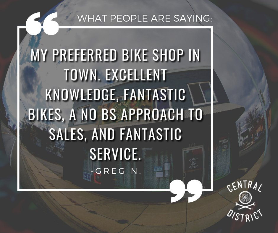 Kind words from Greg. We'd love to be your go-to shop as well. Hit our line.

#GrandRapidsMTBshop #CentralDistrictCyclery