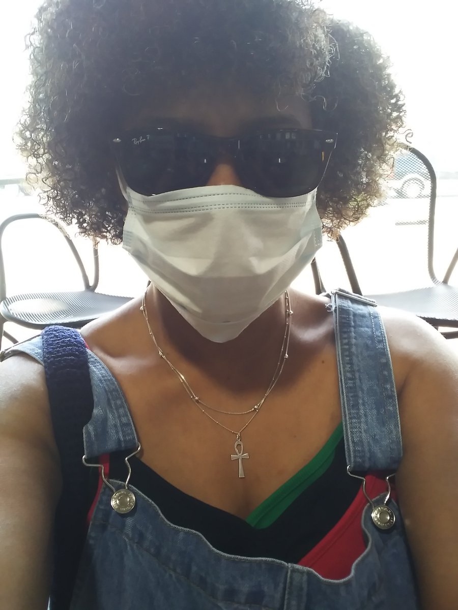 IAMJamena's tweet photo. @RobynM001 😷Hi li'l #RedRobyn!❤

😎My Clenched jaw hidden beneath my mask. .After my tEEnaged S🌞N INFORMED Me thAT I had it on 
Backwards!😬 https://t.co/hT5AGmPiw5